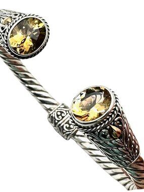 Designer Citrine Gemstone 18K Gold & Sterling Silver Bali Indonesian Bracelet